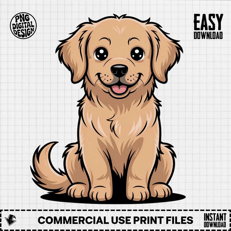 Golden Retriever Clipart, Cute Puppy PNG, Dog Lover Gift, Pet Clipart ...