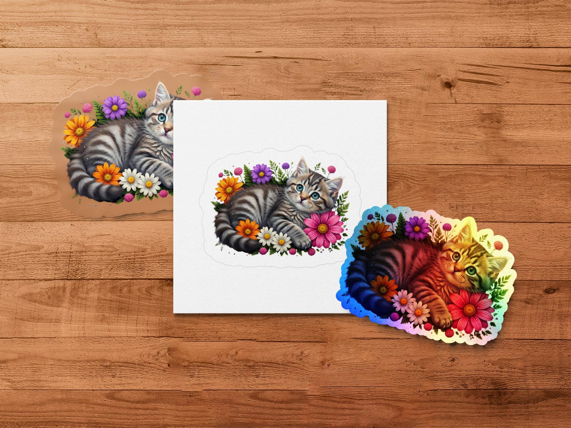 Cute Kitten Clipart, Floral Baby Cat Png, Nursery Animal Digital Art ...