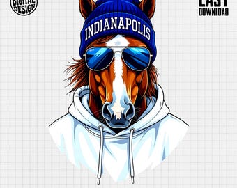 Indianapolis Pferd Digitale Kunst, coole Tierillustration, trendiger Grafikdownload, Pferdeliebhaber Geschenk, Digitaldrucke, Tierkunst Download