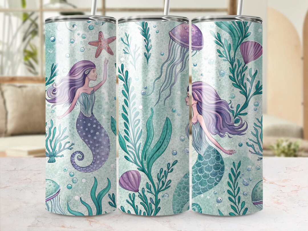 Mermaid Tumbler Wrap: Under the Sea Sublimation Design (digital ...
