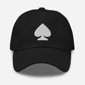Chapéu bordado Spade, chapéu de jogo de cartas, chapéu de espadas, presente para a mãe, presente para o pai, ideia de presente para amantes de espadas, chapéu de pôquer, chapéu bordado para o pai