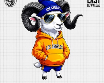 Los Angeles Ram Digital Art: stampa di cartoni animati alla moda (download digitale)