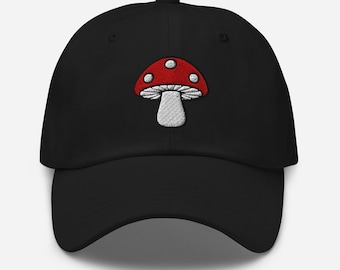 Uroczy kapelusz z haftem grzybowym | Czapka estetyczna Cottagecore | Prezent dla miłośnika grzybów | Woodlandcore | Unisex