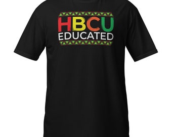 Camiseta unisex de manga corta con educación en HBCU, universidad históricamente negra, historia negra, afroamericana.