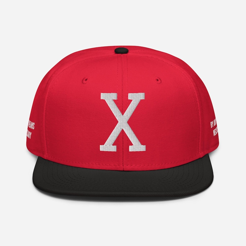 Embroidered Malcolm X, "X", Black History, Civil Rights, Snapback Hat image 3