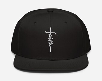 Christelijke snapback-hoed met geborduurde Faith Cross - moderne Faith-pet
