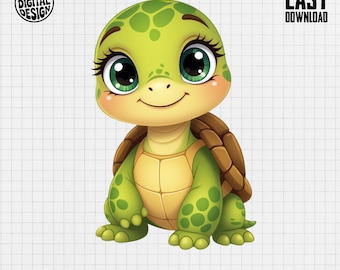Baby Turtle Clipart, Cute Baby Animal Clipart, Baby Nursery Clipart, Under the Sea, Baby Shower Clipart, Baby Turtle Png