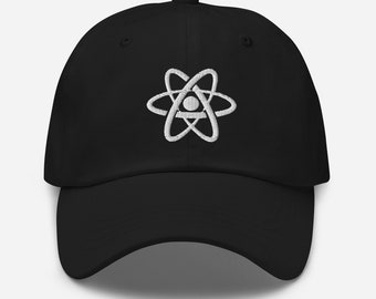 Geborduurde Atom Dad Hat: grappig wetenschappelijk cadeau