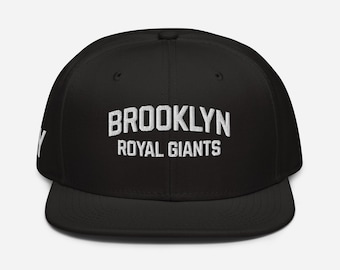Brooklyn Royal Giants Embroidered Snapback Hat, Negro League Baseball Flat Bill Cap, Snapback Hat