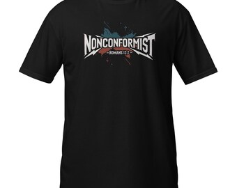 Camiseta unisex de manga corta con versículo bíblico Romanos 12:2