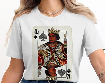 Queen of Spades T-Shirt, Black Queen Sweatshirt, Royal Playing Card Hoodie, Vintage Aesthetic Tee, Empowering Gift for Her