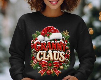 Granny Claus Sweatshirt, Christmas Shirt, Cute Grandma Holiday Hoodie, Festive Granny Claus Tee, Family Matching Christmas Xmas Gift for