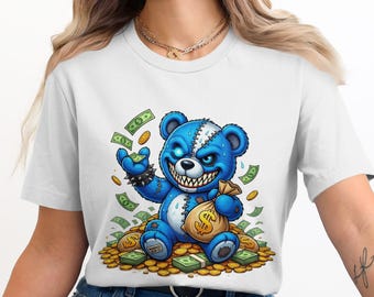 Hustle Money Bear T-Shirt, Edgy Rich Bear Sweatshirt, Streetwear Hoodie | Cool Graphic Tee, Entrepreneur Gift, Crypto Money Print
