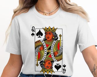 Queen of Spades Playing Card Shirt, Casino Poker Game Night T-Shirt, Vintage Royal Queen Sweatshirt Hoodie, Gambler Gift Idea