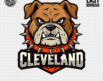 Mascotte dei Cleveland Bulldogs: logo della squadra sportiva, PNG stampabile (download digitale)