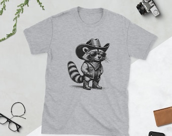 Ringo's Roundup Tee - Cowboy Raccoon Graphic T-Shirt - Western Humor Short-Sleeve Unisex T-Shirt