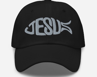 Embroidered 3d puff, Jesus Fish, Christian, unisex, Dad hat