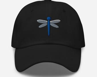 Dragonfly Embroidered Dad Hat | Cute Blue Insect Baseball Cap | Nature Lover Gift for Her | Dad hat