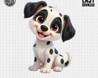 Cute Dalmatian Clipart, Baby Animal Clipart, Nursery Clipart, Dog Clipart, Puppy Clipart, Dalmatian Png, Digital Downloads