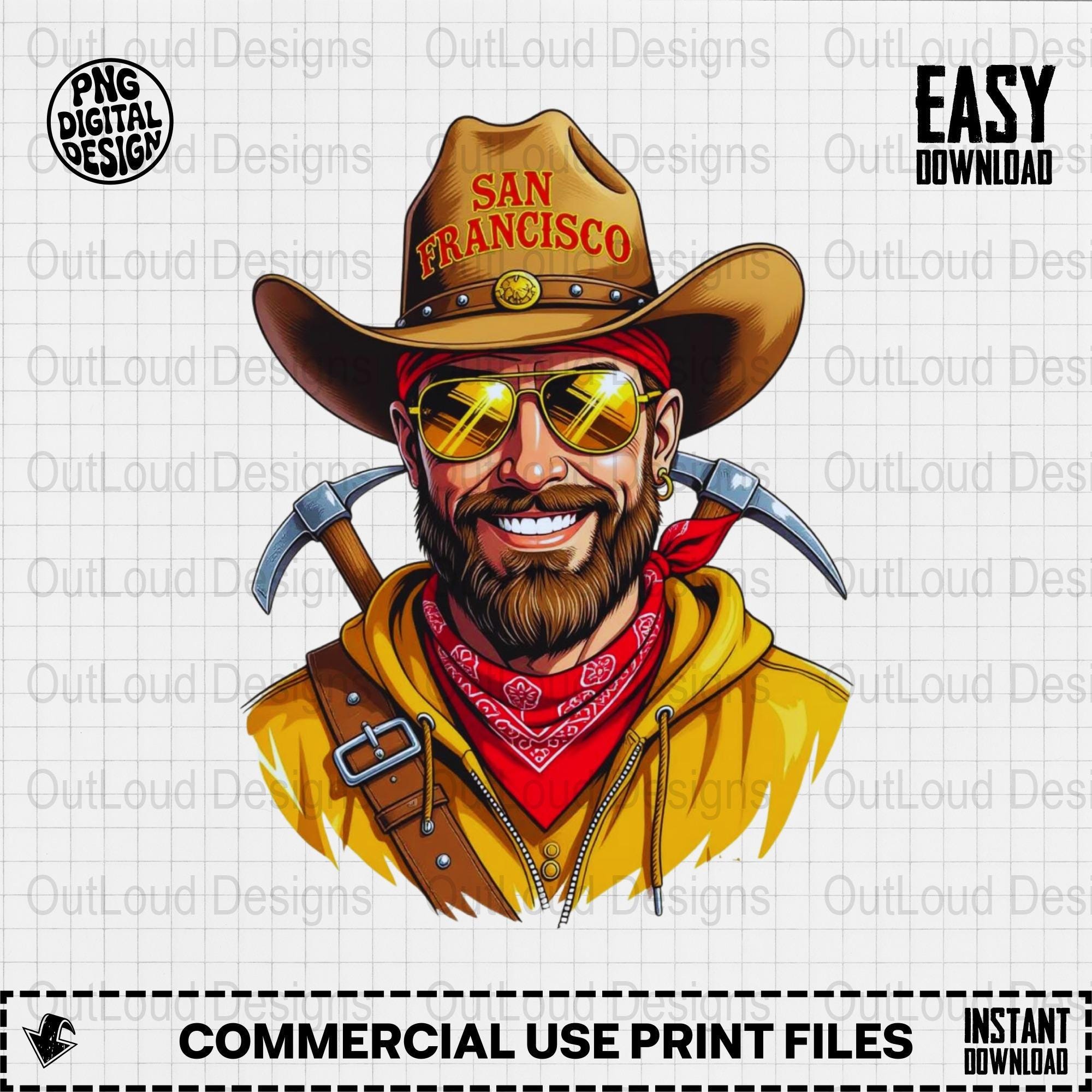 San Francisco, Miner Gold Rush, PNG Digital Download, California