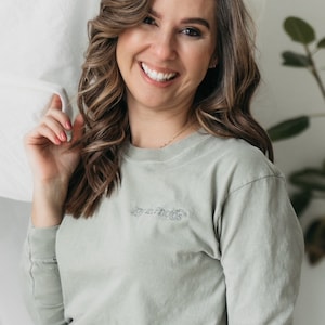 Custom Embroidered Long Sleeve Shirt - Comfort Colors Long Sleeve Tee - Custom Text - Personalized Name Saying - Custom Business Logo