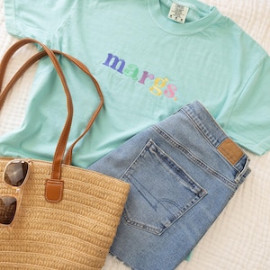 Margs. Embroidered T Shirt - Boxy Crop Tee - Colorful Retro Comfort Colors Cropped T Shirt - Margarita Tee - Girls Trip Shirt - Summer Shirt