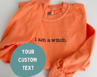 カスタム刺繍長袖シャツ - コンフォートカラー長袖Tシャツ - カスタムテキスト - パーソナライズされた名前のメッセージ - カスタムビジネスロゴ