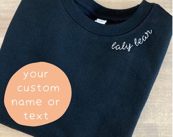 Toddler Custom Name Neckline Embroidered Crewneck Sweatshirt - Personalized - Collar Embroidery