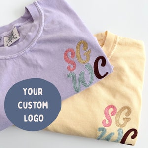 Comfort Colors Custom Embroidered Logo T Shirt - Business Logo - Business T Shirt- Personalized T Shirt - Work Shirt -