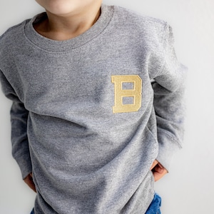 Toddler Crewneck Custom Embroidered Varsity Letter Initial Sweatshirt - Personalized -  Unisex Pullover - Boy Girl Kids Name Monogram