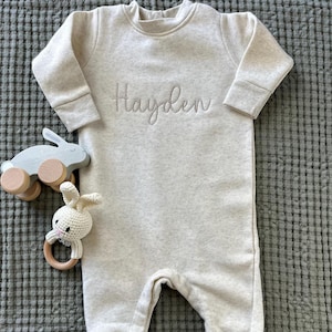 Custom Embroidered Baby Romper - Personalized Long Sleeve Baby One Piece Outfit Romper - Custom Name Baby Bodysuit