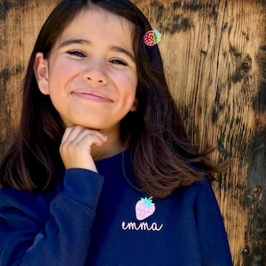 Girls Toddler Strawberry Name Sweatshirt - Personalized Toddler Youth Crewneck - Monogramed Sweater - Back to School - Gift for Her