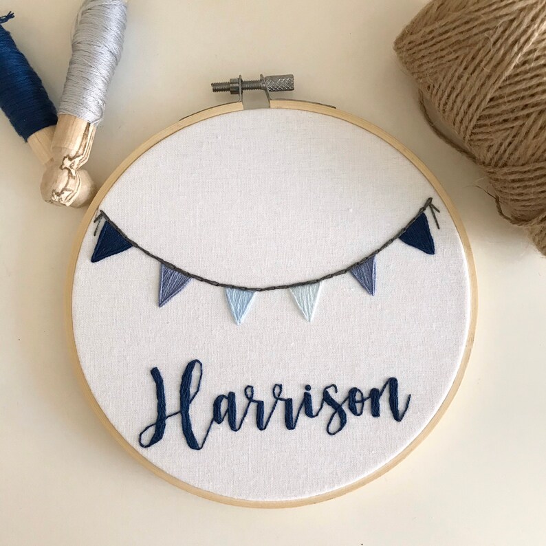 Personalized Baby Boy Name Embroidery Hoop Nursery Baby Etsy