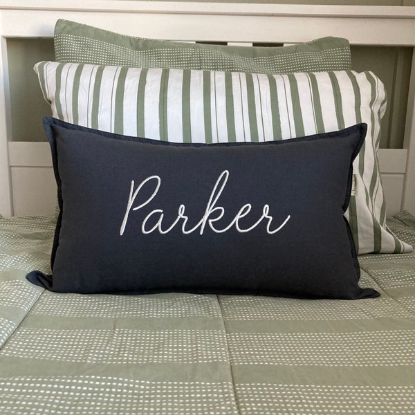 Custom Embroidered Name Pillow Cover - Personalized Embroidered Monogrammed Pillowcase - Kids Room Pillow Decor