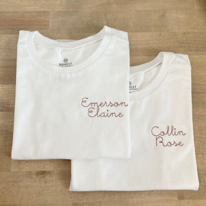 Body de algodón orgánico para bebé con nombre bordado personalizado - Personalizado - Texto personalizado - Bebé