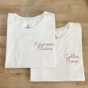 Organic Cotton Toddler Custom Embroidered  Name Tee Bodysuit - Personalized - Custom Text - Baby Infant