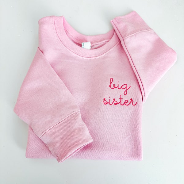 Big Sister Big Brother Crewneck Sweatshirt - Embroidery Big Bro Sweater - New Baby Gift Announcement - Custom Embroidery - Big Sister Gift