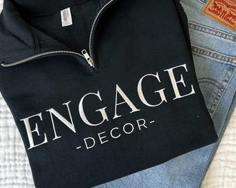 Custom Embroidered Quarter Zip - Personalized Small Business Logo - Personalized Jerzees - Small Business Branding -