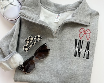 Benutzerdefinierte Cheer Quarter Zip - Personalisierter Schul Spirit Wear Pullover - Cheer Bow Sweatshirt - Jerzees Quarter Zip - Cheer Mom - Cheerleader