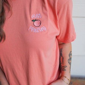 Comfort Colors Just Peachy Embroidered Short Sleeve T-Shirt - Comfort Colors T Shirt - Embroidered  T Shirt