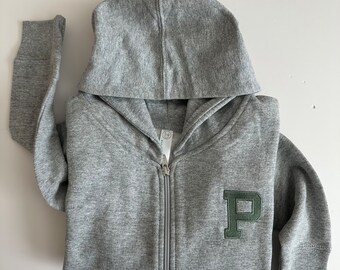 Toddler Embroidered Full Zip Varsity Letter Initial Sweatshirt - Personalized - Boy Girl Kids Name Monogram -  Hoodie Jacket Sweater