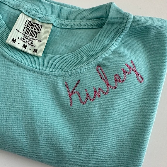Embroidered Comfort Colors Chain Stitch Neckline T-shirt