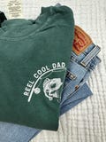 Reel Cool Dad Embroidered Tee - Fathers Day Gift - Mens Comfort Colors T Shirt - Fishing Lovers Shirt - Cool Gift for Dads