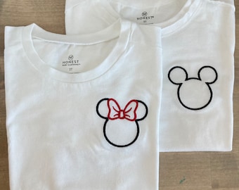 Family Matching Embroidered Minnie Mickey Toddler / Baby T-Shirt- Personalized  - Disneyland - Matching Mens Womens