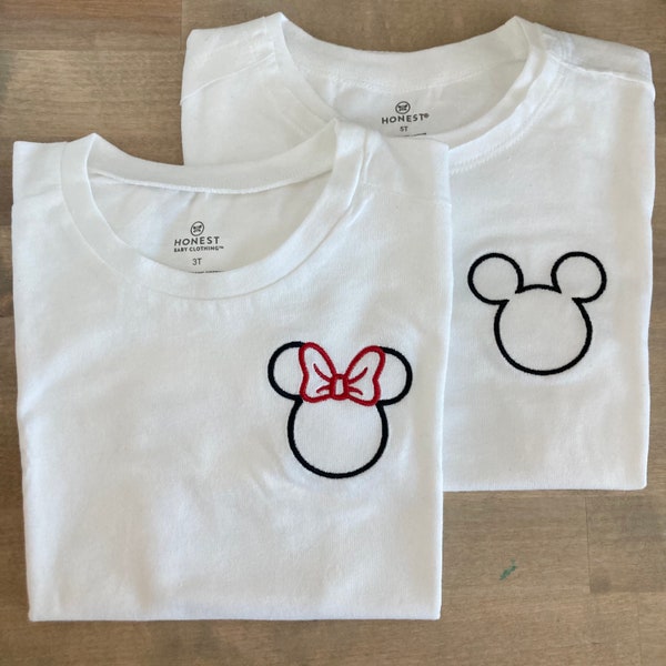 Family Matching Embroidered Minnie Mickey Toddler / Baby T-Shirt- Personalized  - Disneyland - Matching Mens Womens