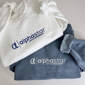 Comfort Colors Custom Logo Embroidered Crewneck Sweatshirt - Sweater Pullover - Simple Minimal -  Business Sweatshirt - Small Business Shirt