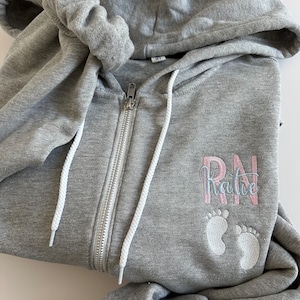 Bella Canvas Labor & Delivery Nurse Embroidered Zip Up Sweatshirt Hoodie - RN - Custom Personalized - Healthcare Worker BSN - Nurse Gift -