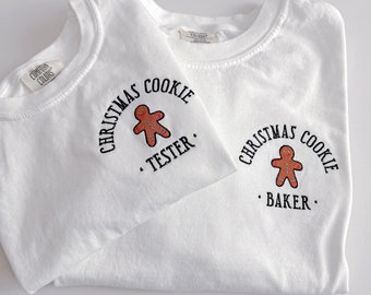 Embroidered Comfort Colors Cookie Baker T Shirt - Simple Minimal Embroidered Shirt  - Holiday Christmas TShirt - Oversized Tee Cookie Tester