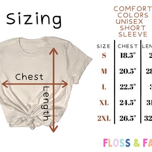 K&ouml;nnte beinhalten: Gr&ouml;&szlig;entabelle f&uuml;r ein Unisex-T-Shirt mit kurzen &Auml;rmeln. Die Tabelle zeigt Brust- und L&auml;ngenma&szlig;e in Zoll f&uuml;r die Gr&ouml;&szlig;en S, M, L, XL und 2XL.