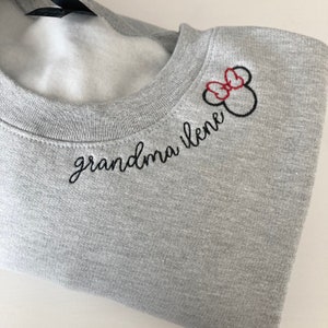 Adults Embroidered Collar Minnie - Mickey Name Crewneck Sweatshirt Pullover - Personalized - Matching - Disneyland Disney - Unisex - Womens